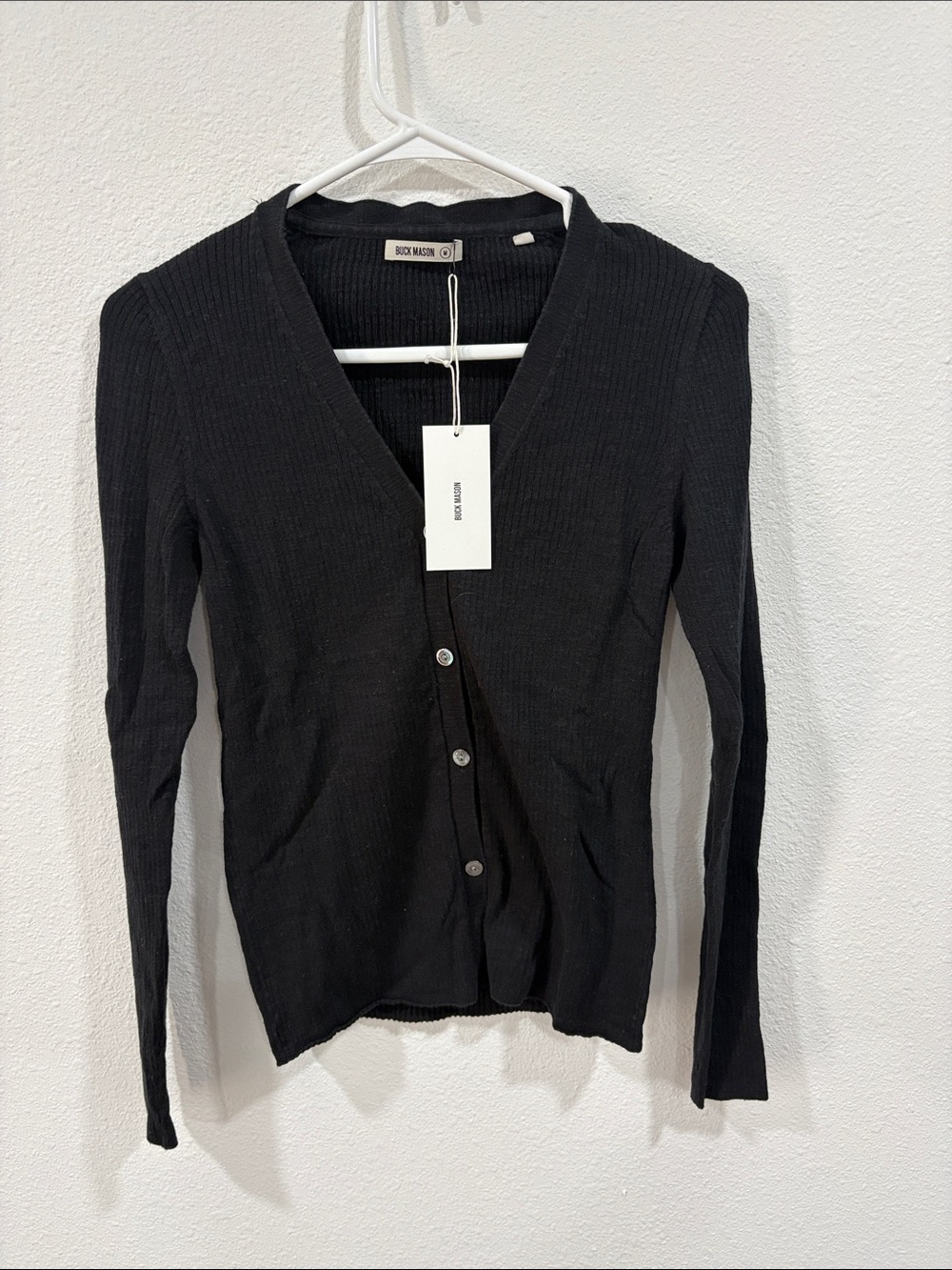Buck Mason Women’s Black Coastal Linen Rib Cardigan Medium Retail $148